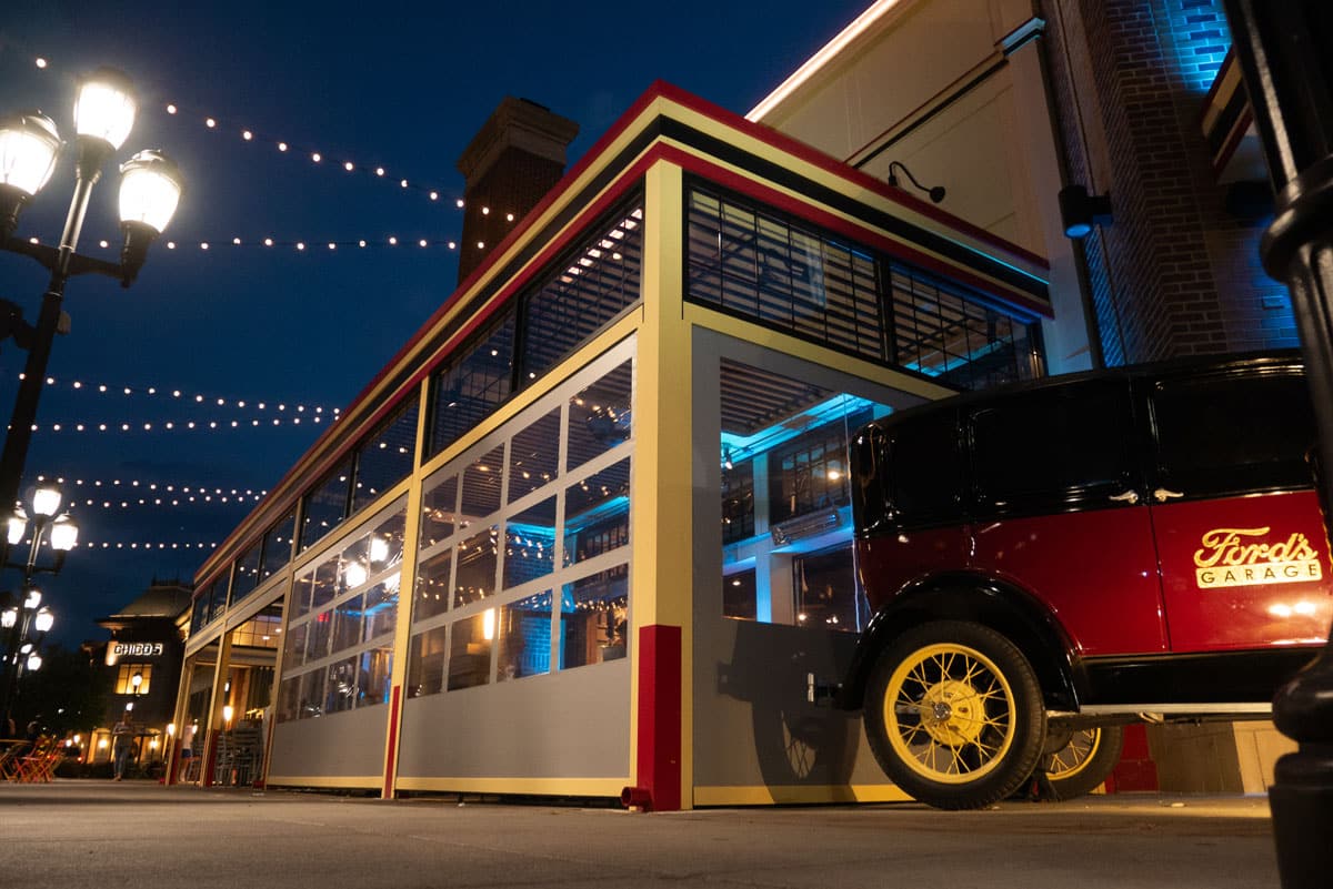 commercial pergola design for the ford garage restaurant in noblesville indiana