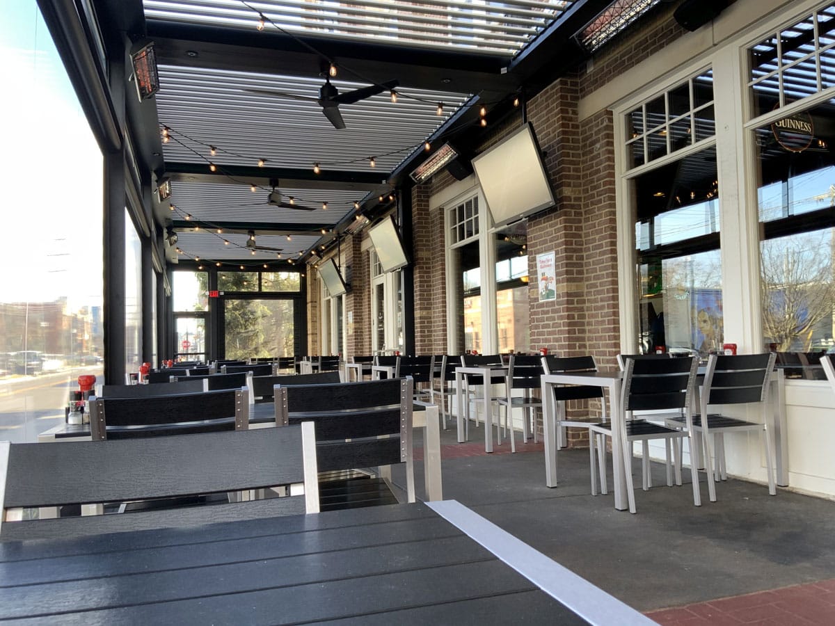 Commercial louvered pergola for a restaurant in Carmel Indiana from The Smart Pergola®