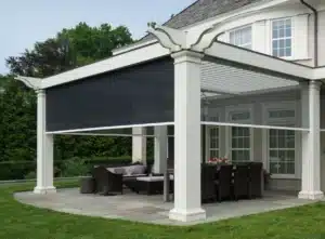 louvered pergola with retractable screen