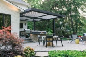 Outdoor living space under The Smart Pergola known as The Smart Pergola.