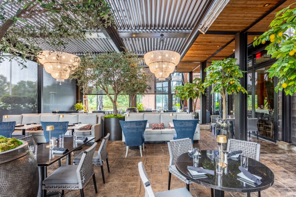 commercial business outdoor space with additional seating